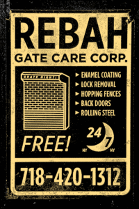 24 Hour Emergency contextual image: Example of street art sticker by grafitti writer Rebah, referencing rolling gate service ads