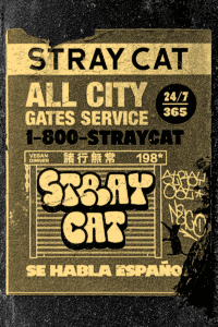 24 Hour Emergency contextual image: Example of street art sticker by grafitti writer Neko, referencing rolling gate service ads