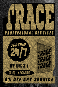 24 Hour Emergency contextual image: Example of street art sticker by grafitti writer Trace, referencing rolling gate service ads