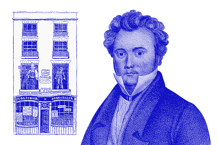 An illustration of Richard Carlile's bookshop; Richard Carlile.