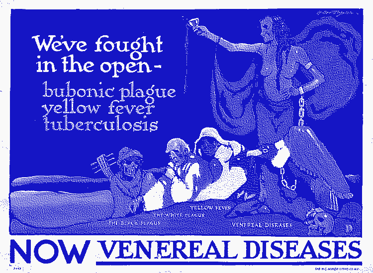 An example of venereal disease-focused public service artwork printed during World War I.